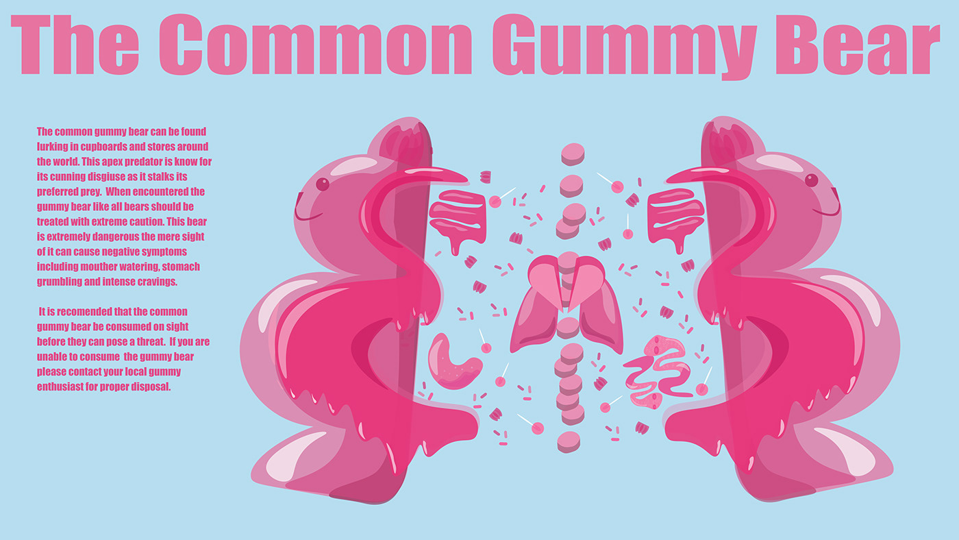 cartoon illustration if an exploded gummy bear.
