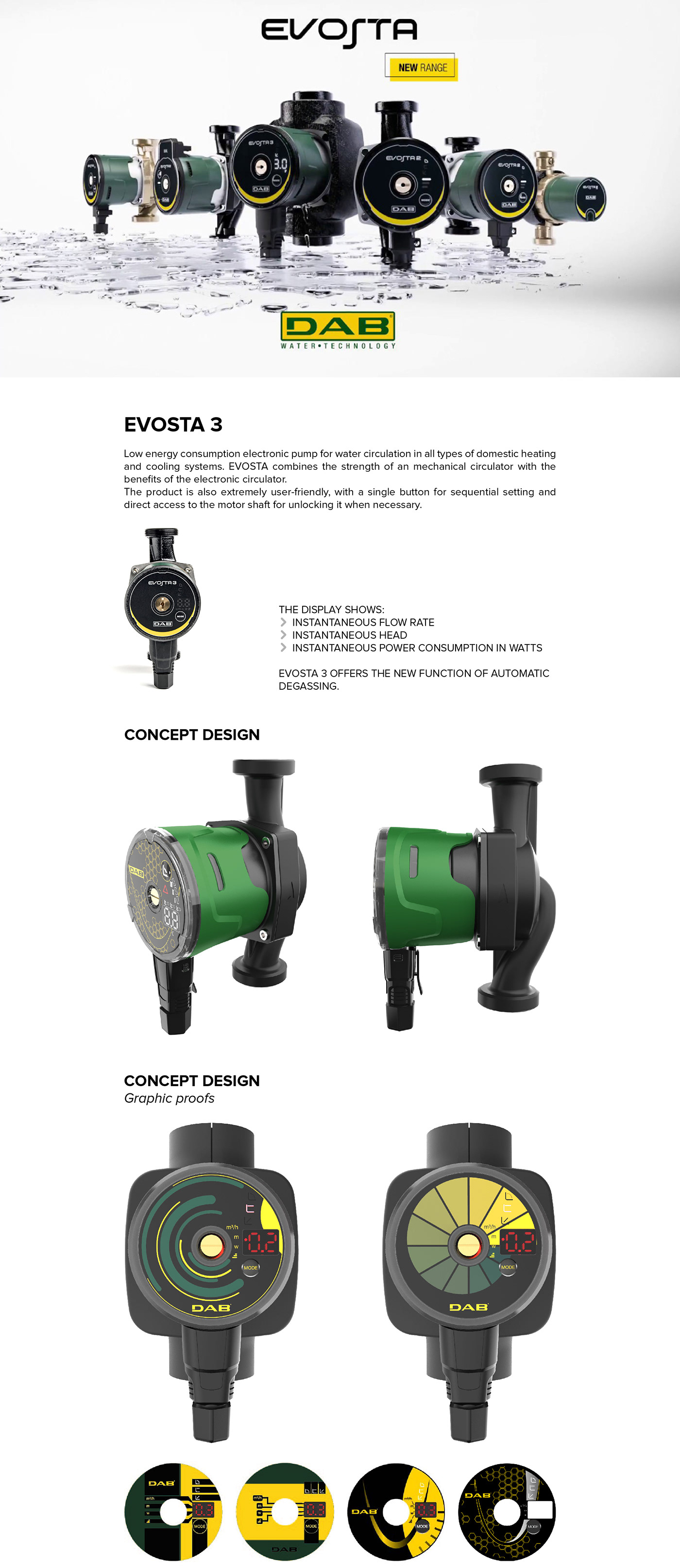 Mac design DAB PUMPS pump Circulator design product design  water pump industrial design  EVOSTA