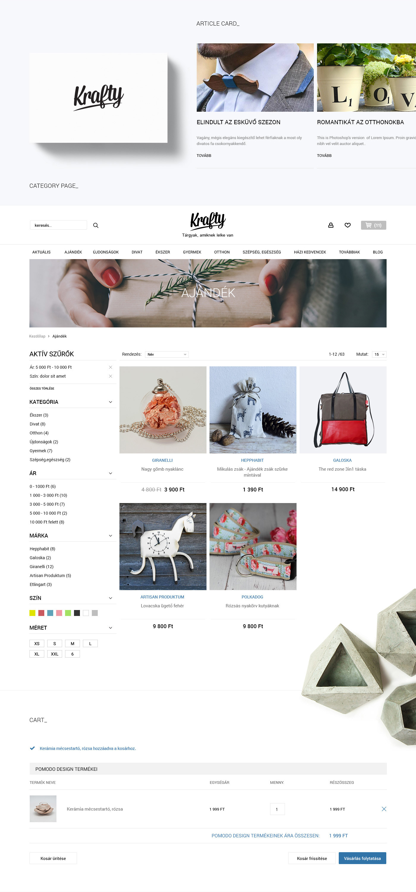 Marketplace UI handmade products magento Ecommerce webshop minimal clean website