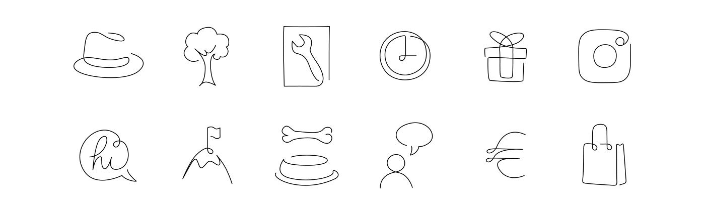 Icon iconography linear one line continuous line minimal minimalist icons