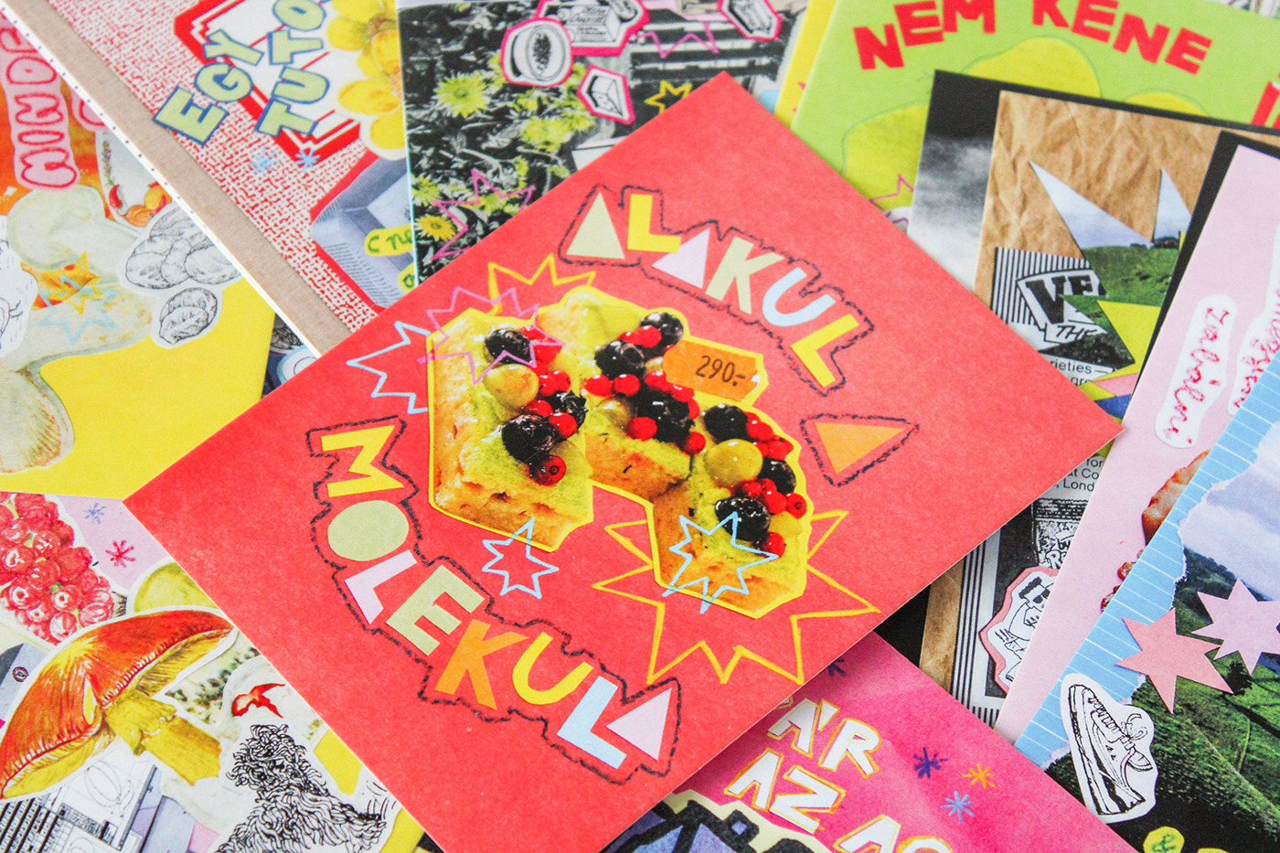 postcard postcard design graphic design  trash design collage collage art manual design handmade craft hand crafted