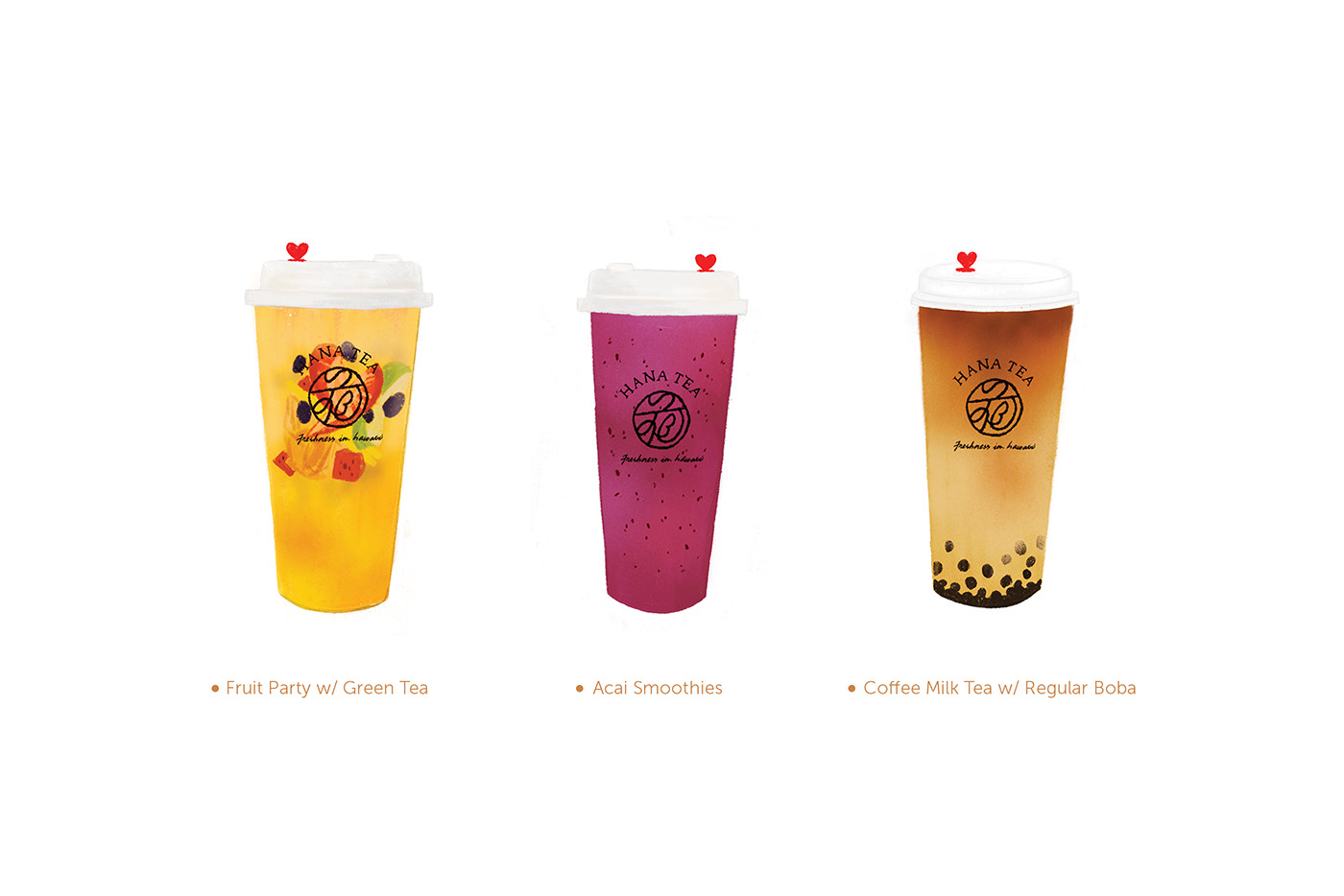 brandingdesign logodesign beverage ILLUSTRATION  milktea menudesign HAWAII coffeeshop Drawing 