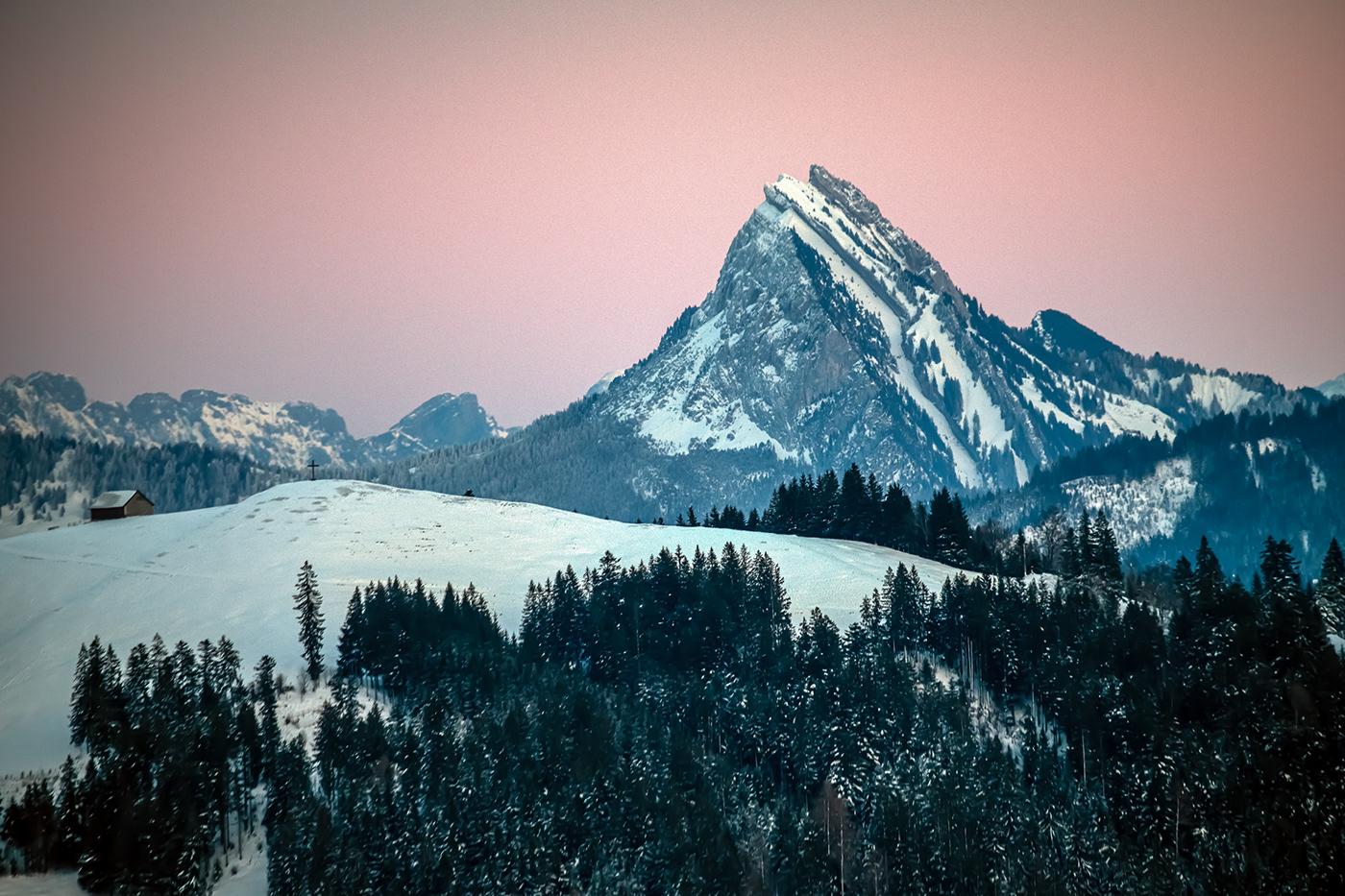 Outdoor Landscape mountains sunset snow ice cold