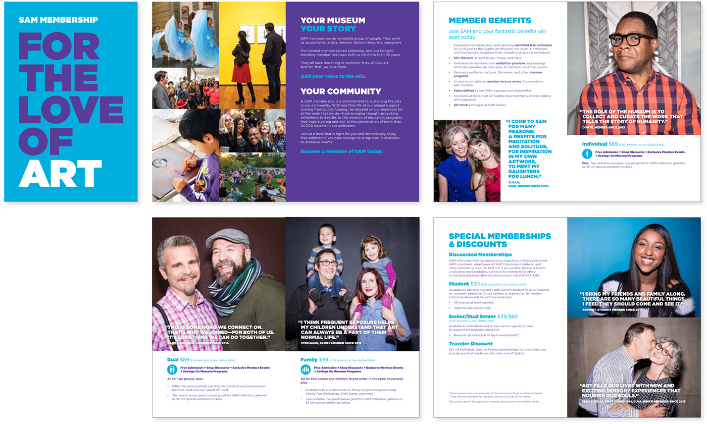 Art museum photoshoot brochure scott areman membership campaign portraits Photography  print design  graphic design 