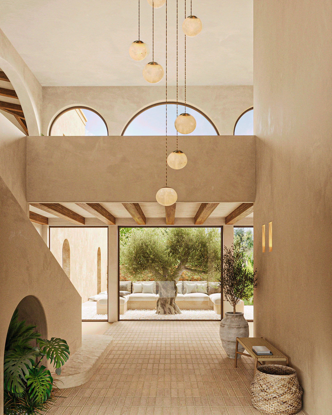 Villa architecture visualization exterior interior design  archviz mallorca spain Landscape Wabi Sabi