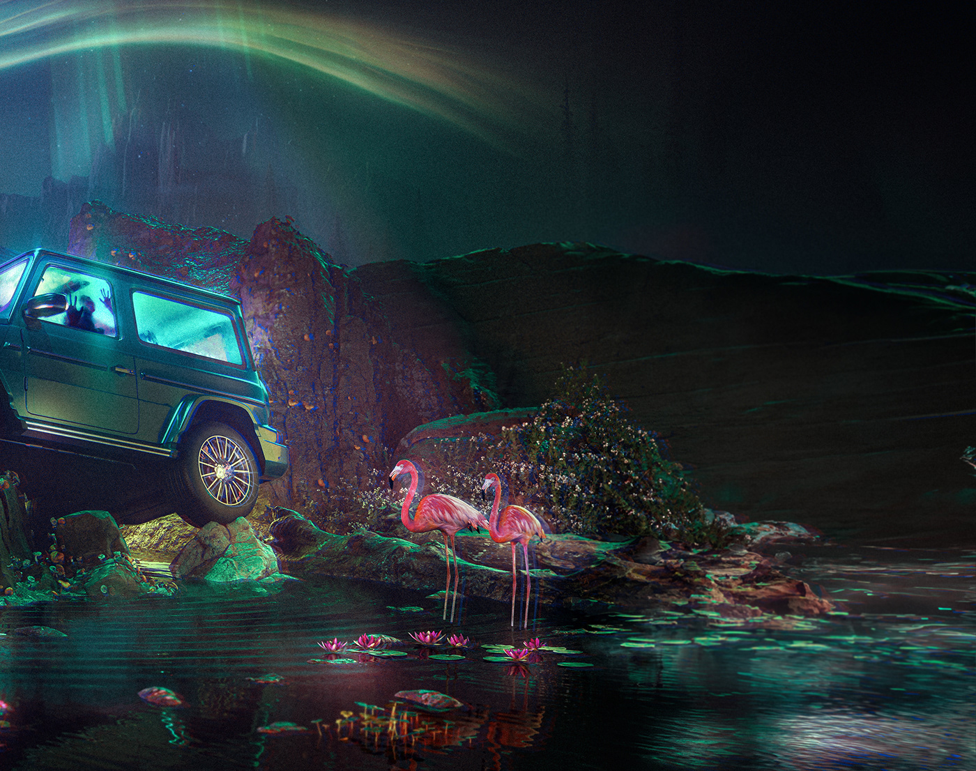 car marketing   Graphic Designer art artwork mercedes Landscape Nature cosmic poster
