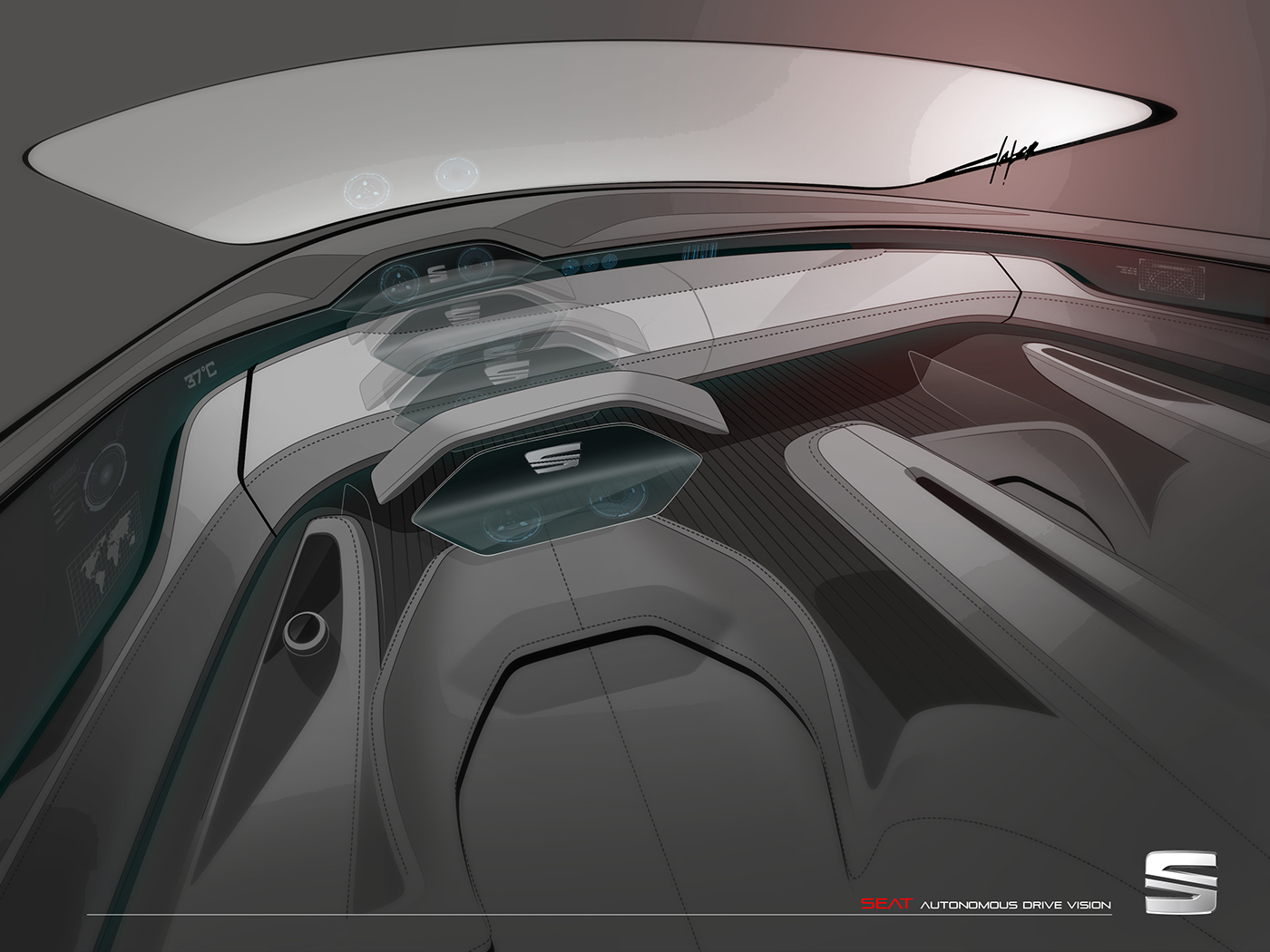 interior design  sketch Autonomous digital automotive   Automotive interior seat transportation interior
