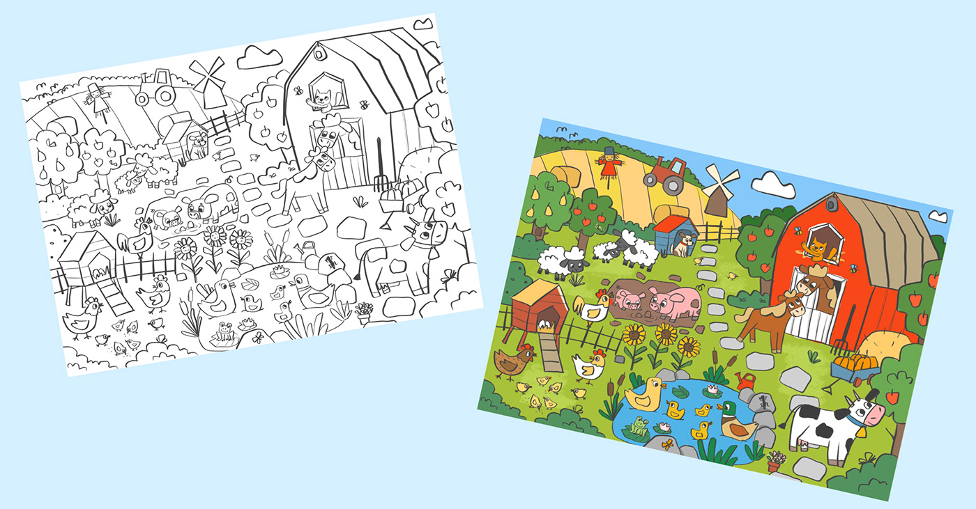 puzzle Puzzle game puzzle design kids illustration Picture book Wimmelbild Wimmelbuch children illustration children's book farm