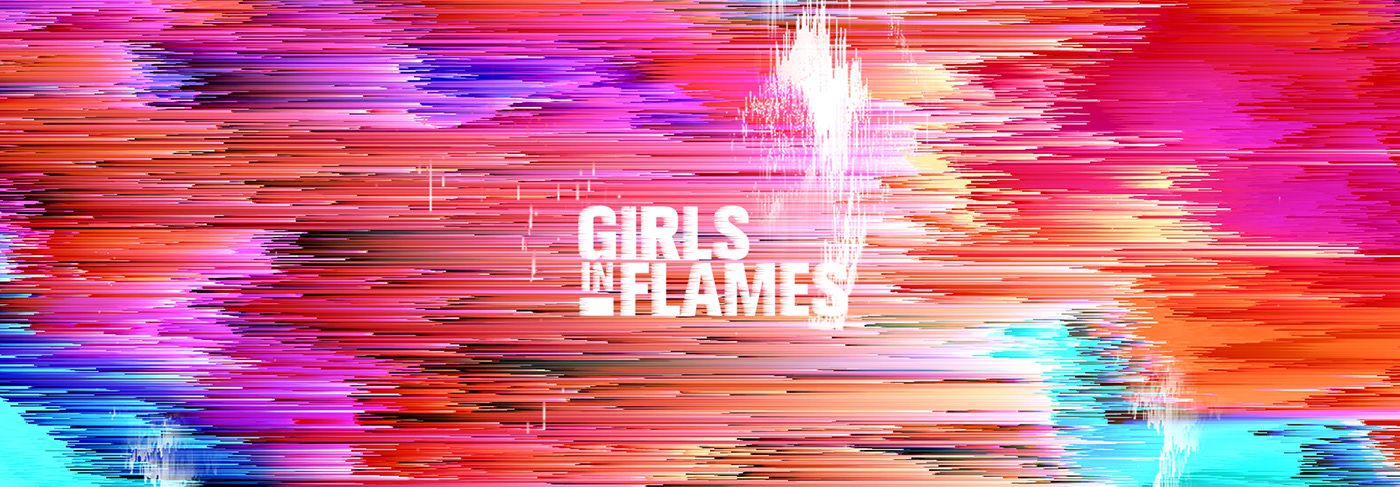 girls fire Glitch pink woman pixel sorting