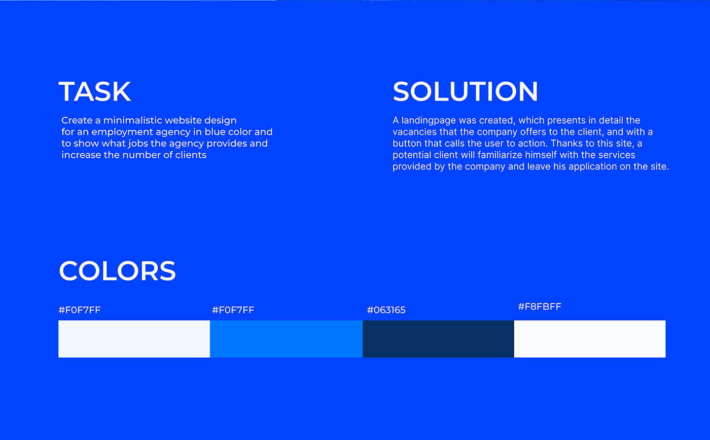 blue concept Employment employment agency Figma lannding page minimal UI/UX Web Design  Website