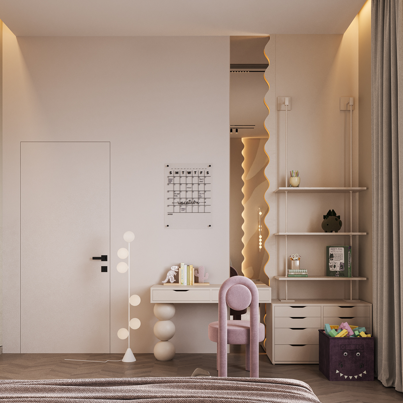 bedroom girlbedroom Warp interior design  CGI visualization archviz corona children kidsbedroom