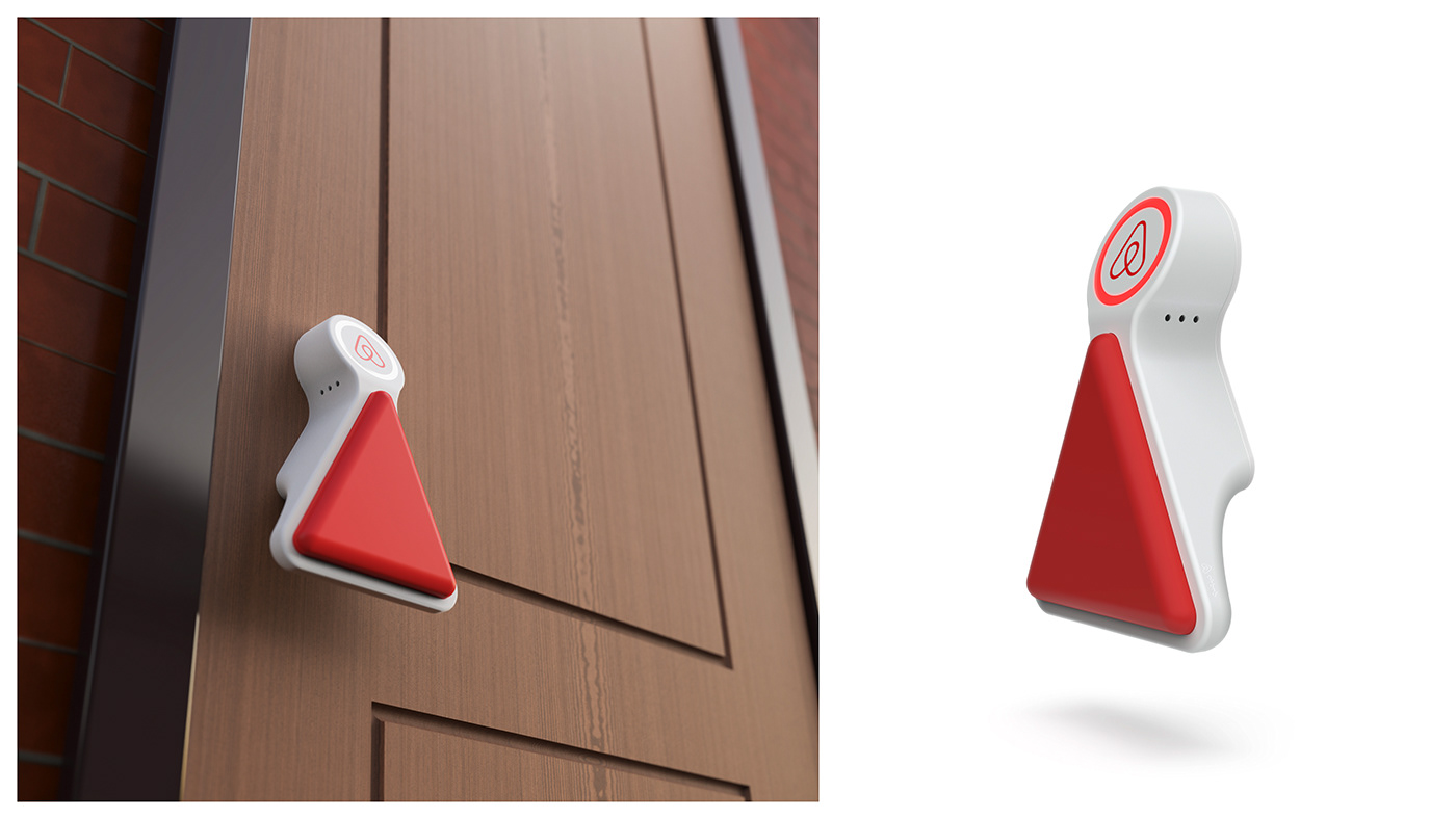airbnb concept digitallock doorhandle industrial design  product design  rendering safety smarthome smartlock