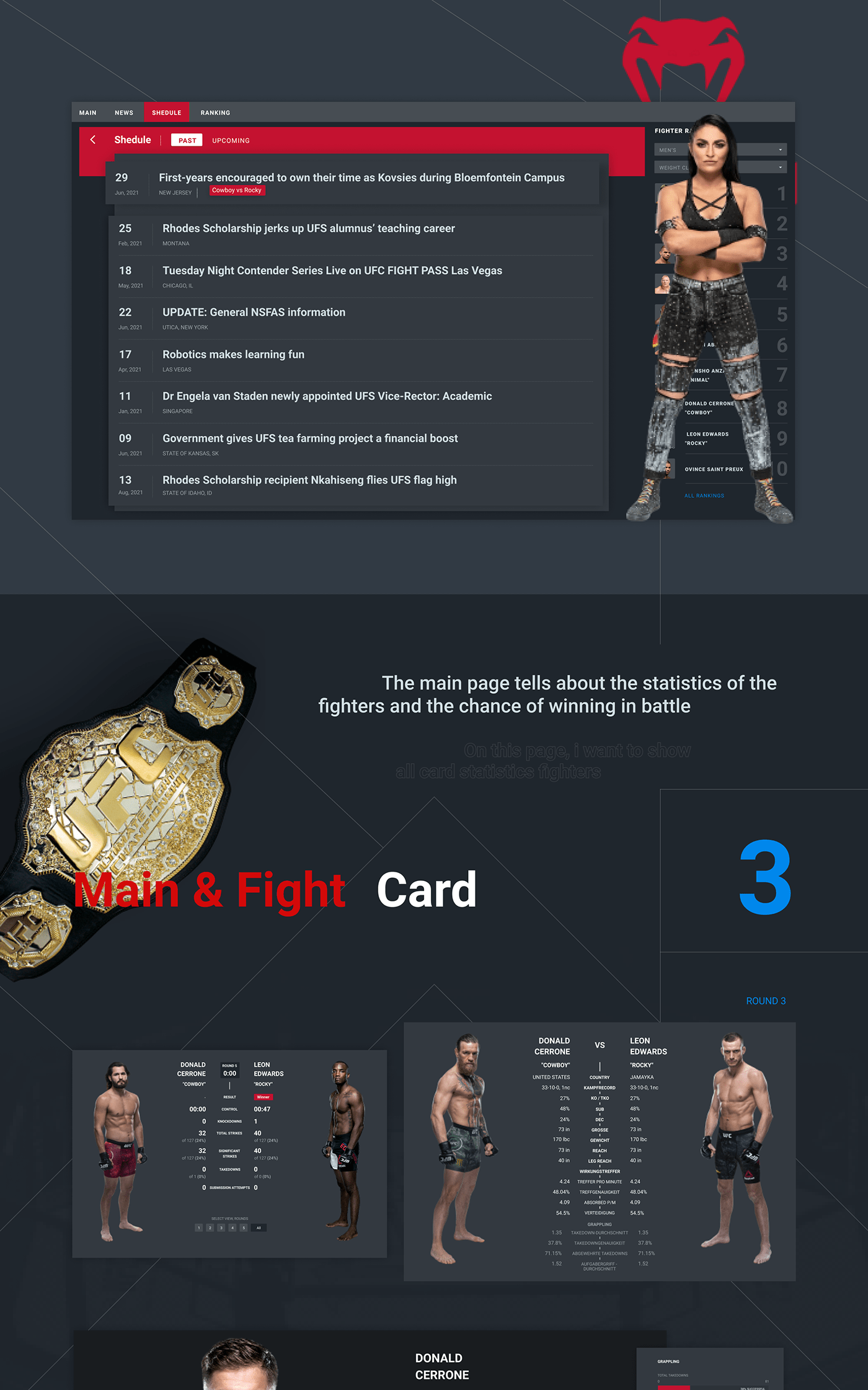 battle design fights UFC UI ux Web