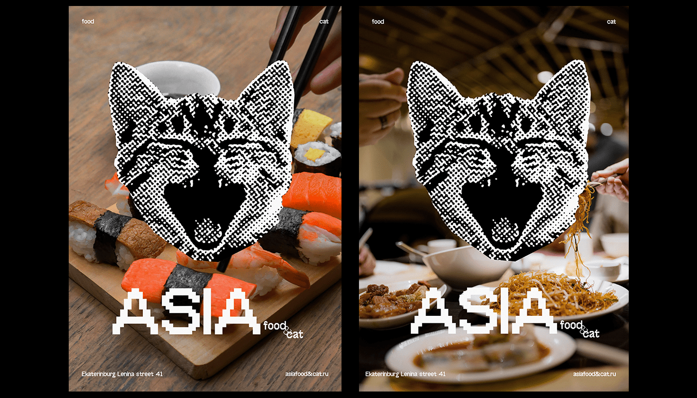 branding  restaurant cafe Food  Cat logo brand identity