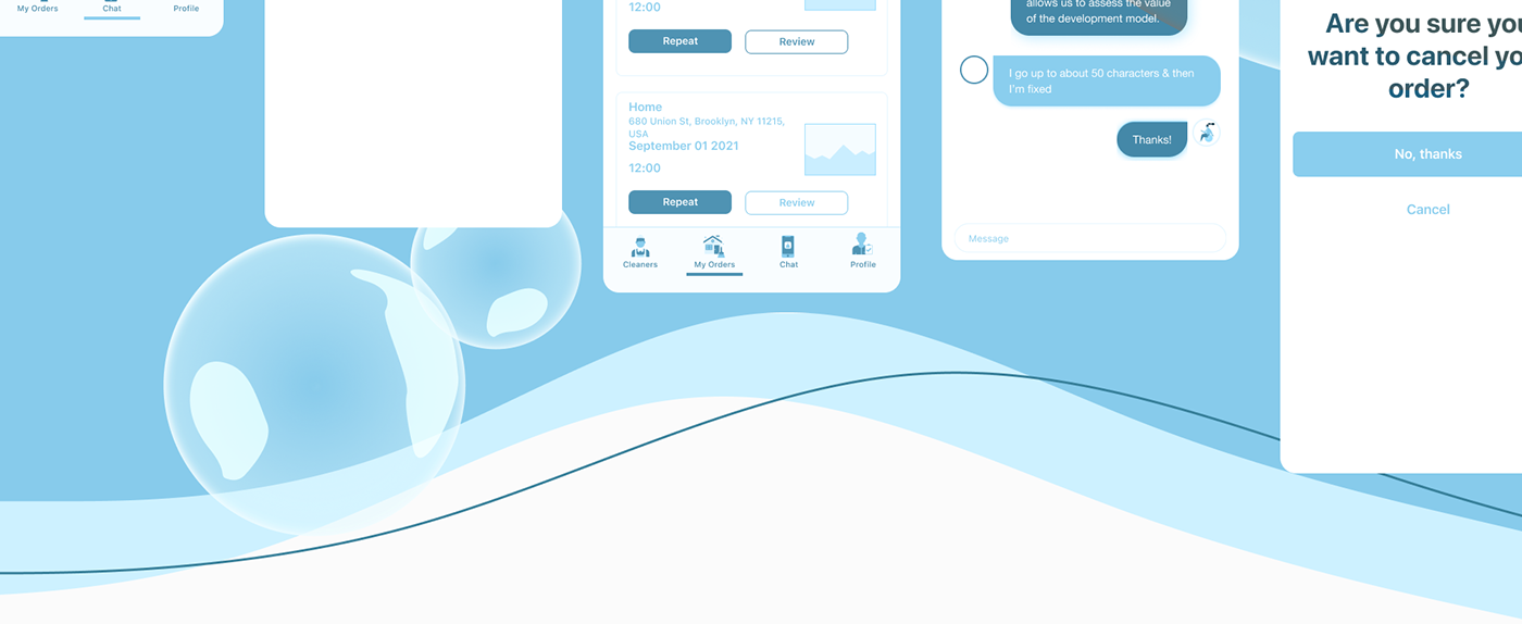 app application bubbles cleaning Interface ux/ui