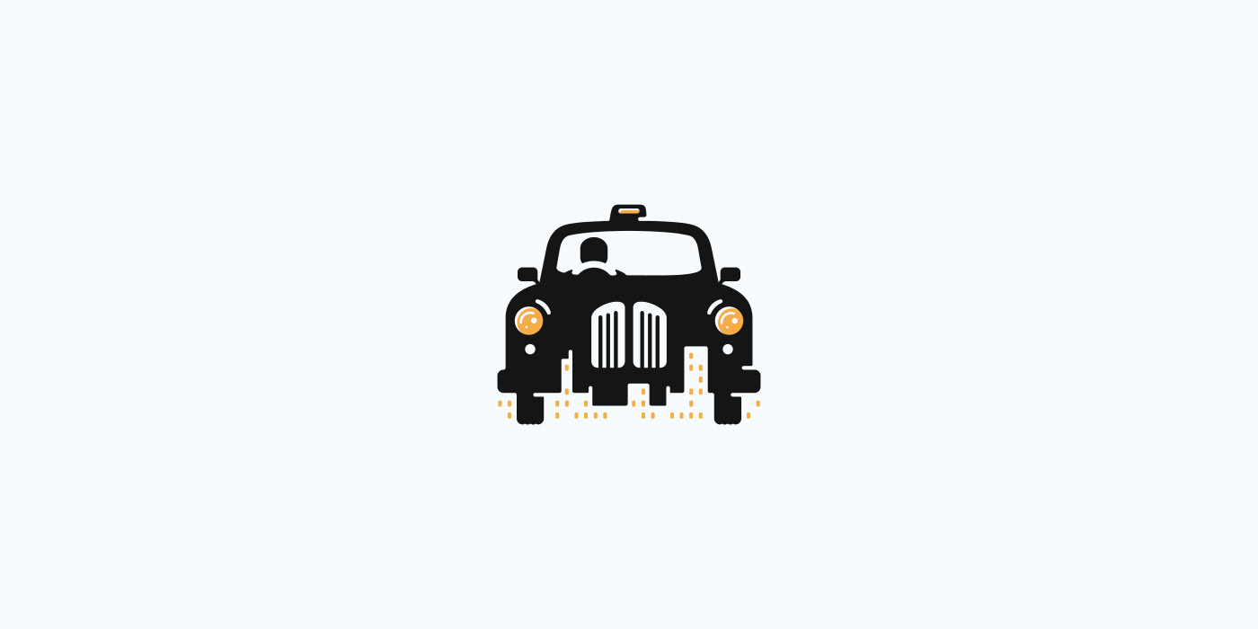 London taxi negative space logo for sale.