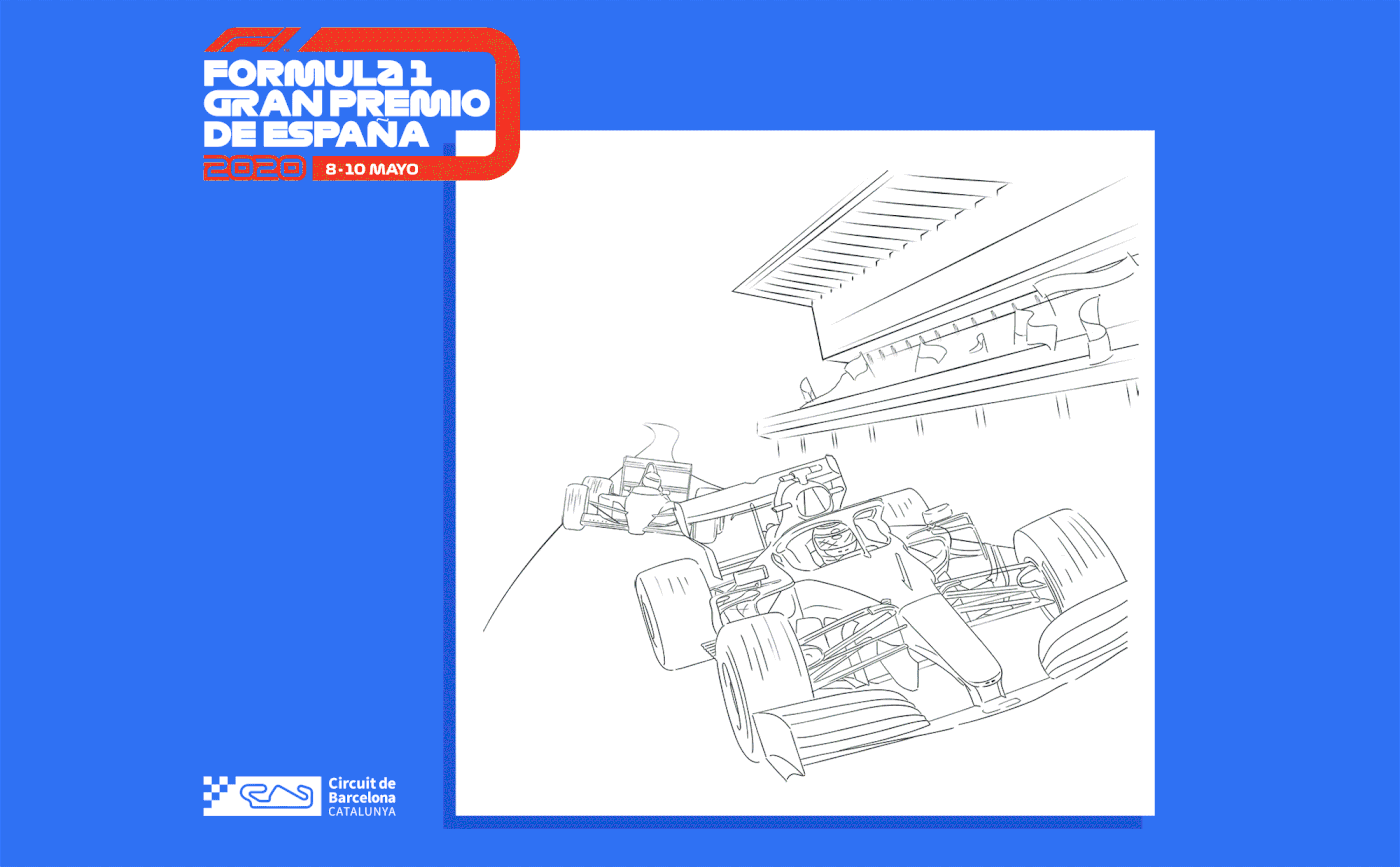 car draw FERRARI Formula1 GRAND PRIX ilustracion McLaren Montmeló