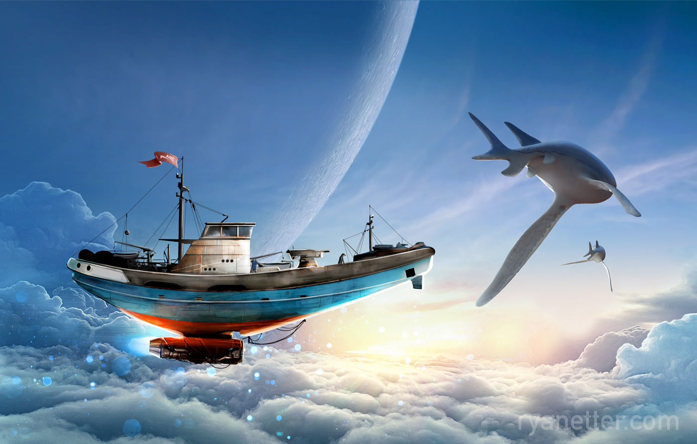 fantasy sci-fi worlds boat Imagine concept fantastic Freelance artist Illustrator