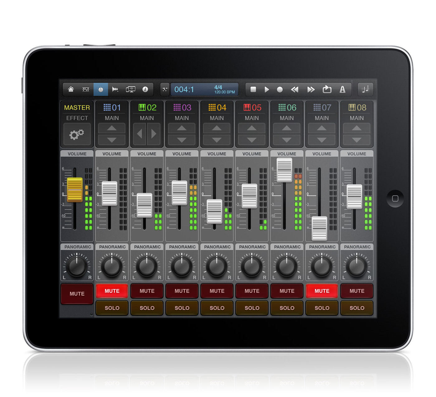 intua BeatMaker Version 2 Beatmaker 2 user interface hardware based tools sequencer mixer studio application iphone effects iPad touch screen ios 3D apple