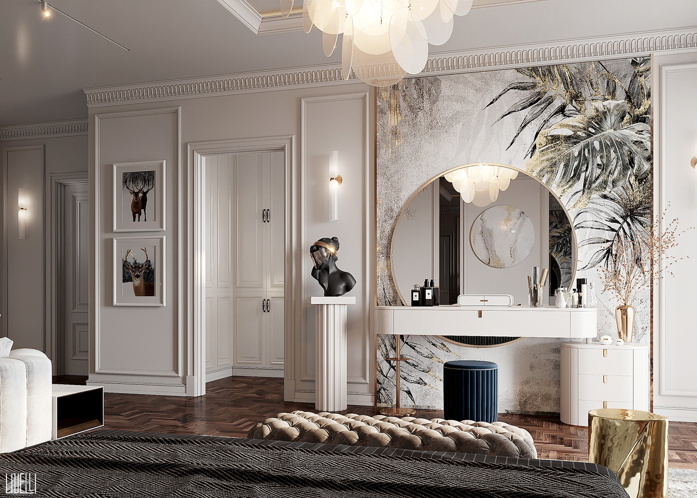 3D bedroom corona design dubai free Interior luxury scene