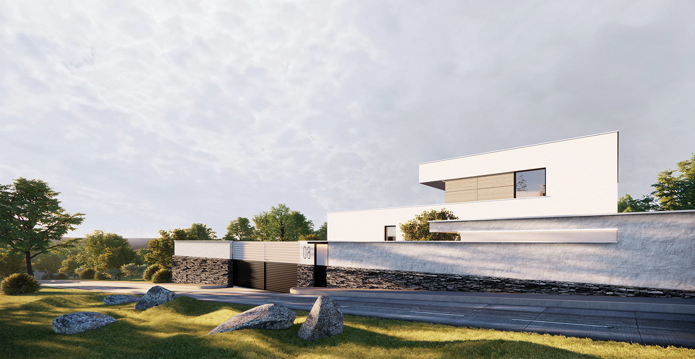 3D 3ds max architecture exterior family house Modern Villa private house private villa Render visualization