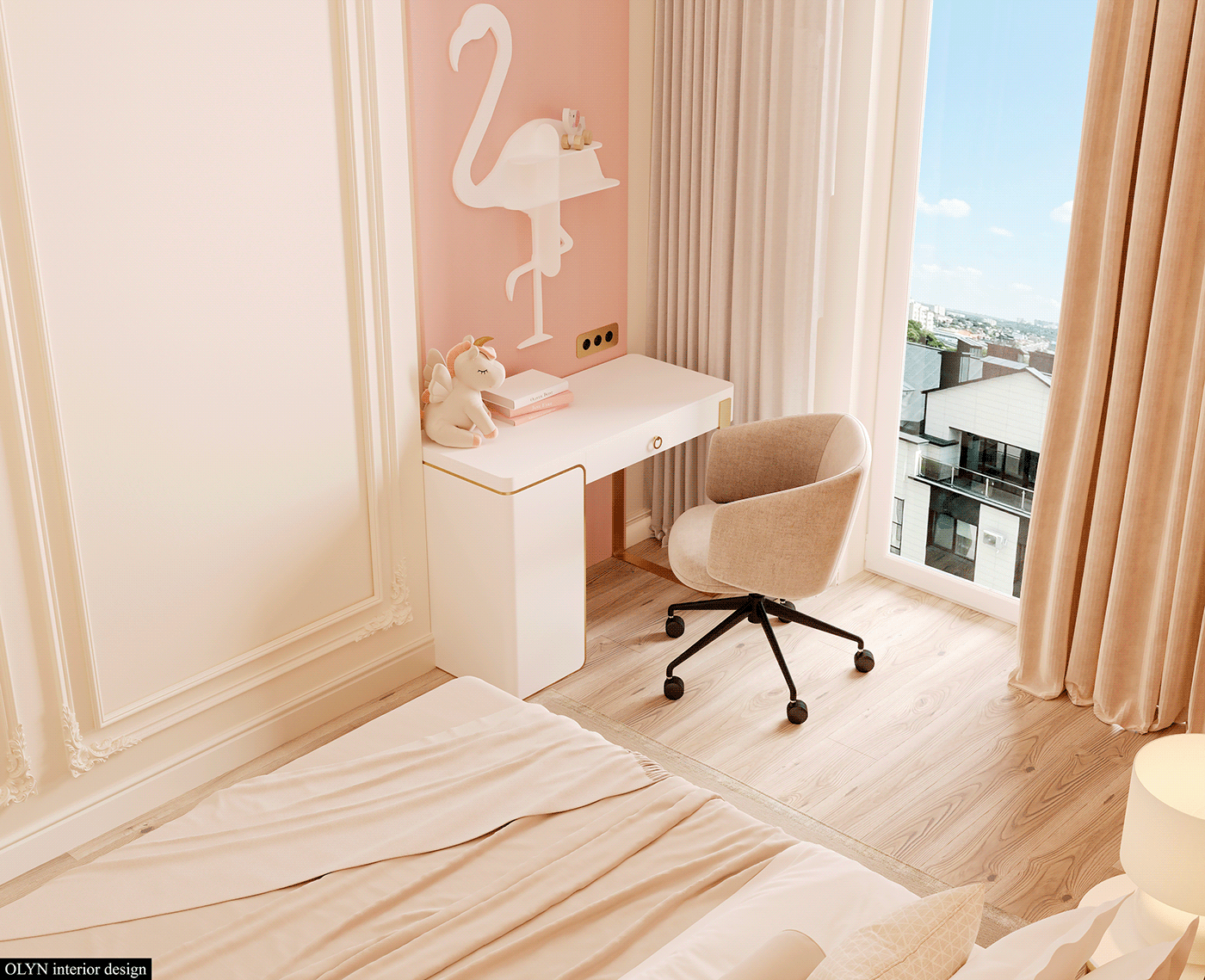 Character design  kidsroom childroom interior design  flamingo pink fantasy modern corona 3ds max