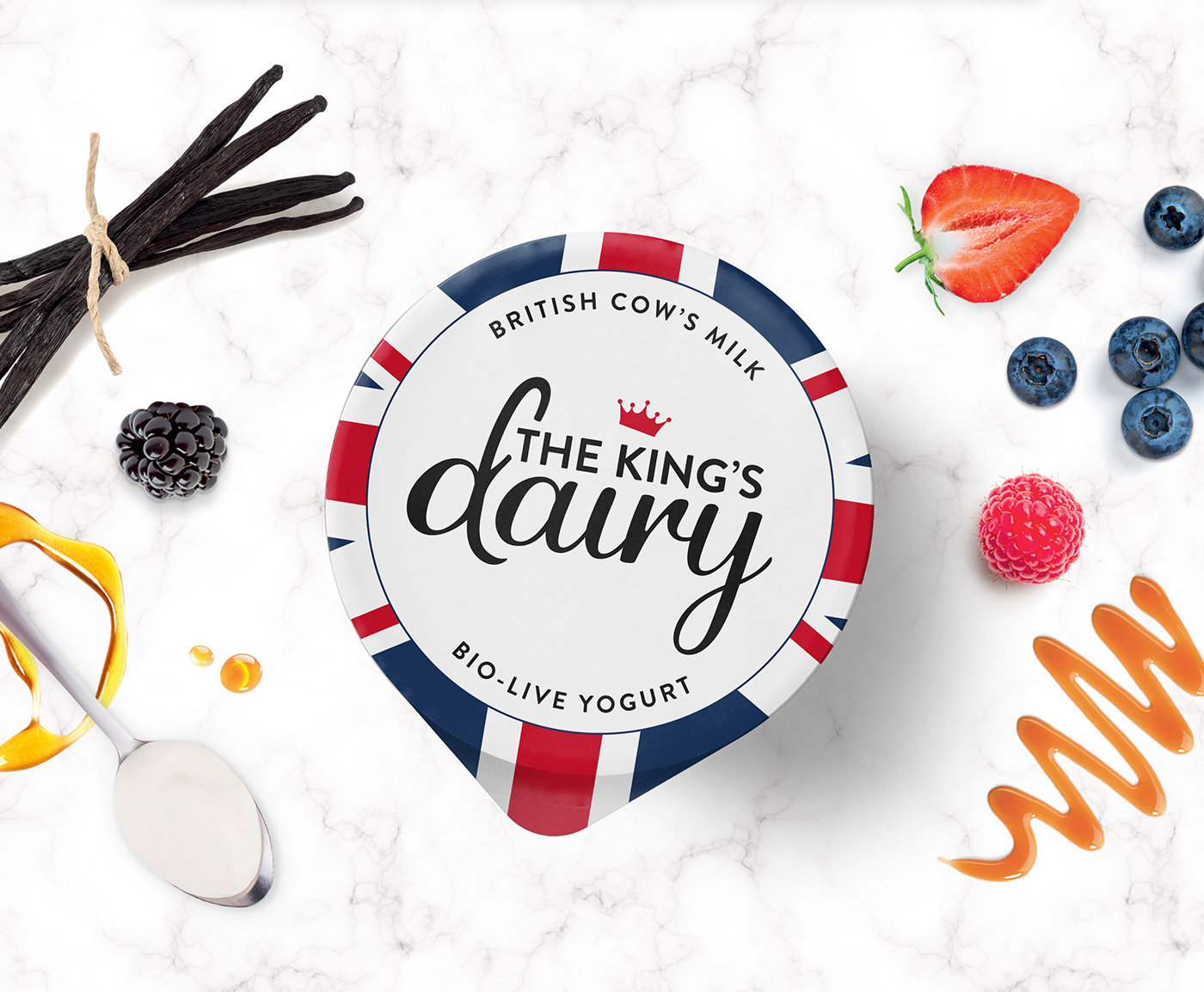 branding  yogurt Packaging Logo Design The King's Dairy logo king Food Packaging Yogurt Packaging Website Design