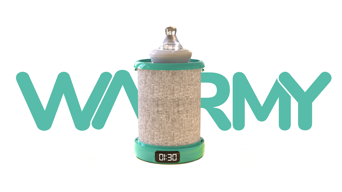 3D baby bottle concept design digital portable product prototype warmer