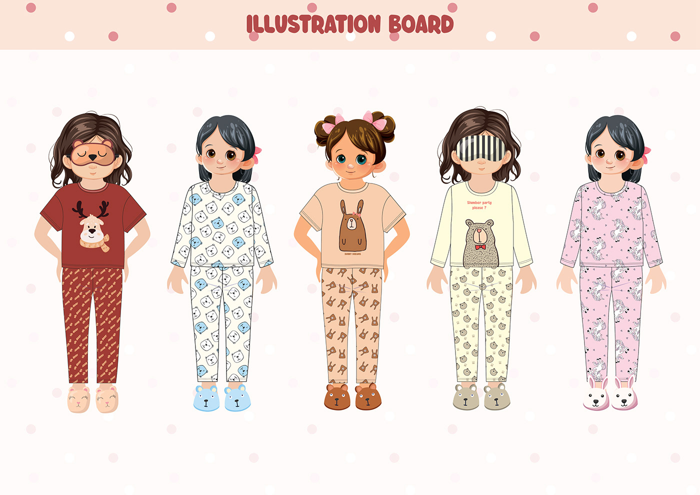 sleepwear Nightwear pyjama Kidsfashion graphic design  fashion illustration Illustrator digital illustration loungewear apparel