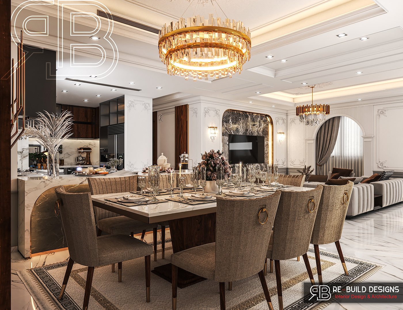 architecture dining exterior interior design  kitchen luxury modern reception visualization