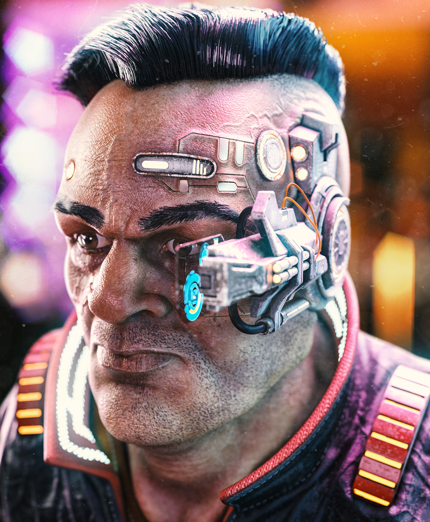 3D Character Cyberpunk rendering Scifi substance