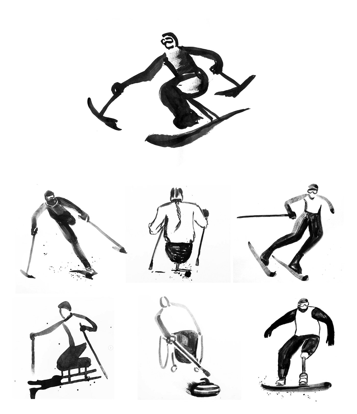 paralympics Olympics paraicehockey illusration ink minimal sports