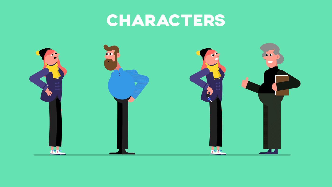 Character animation  design motion graphics 2D gif explainer video flat