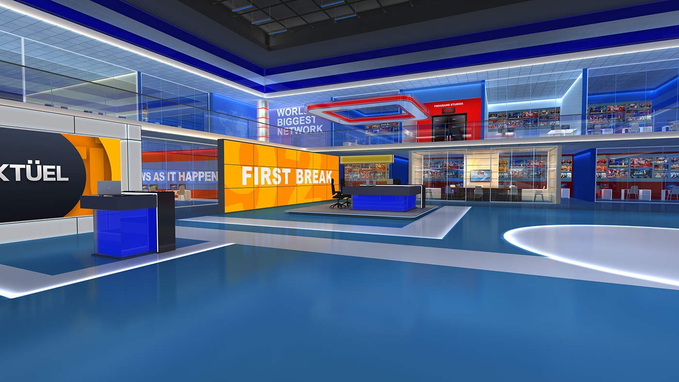 creative graphic design  virtual set News Studio news studio virtual branding  building Interior