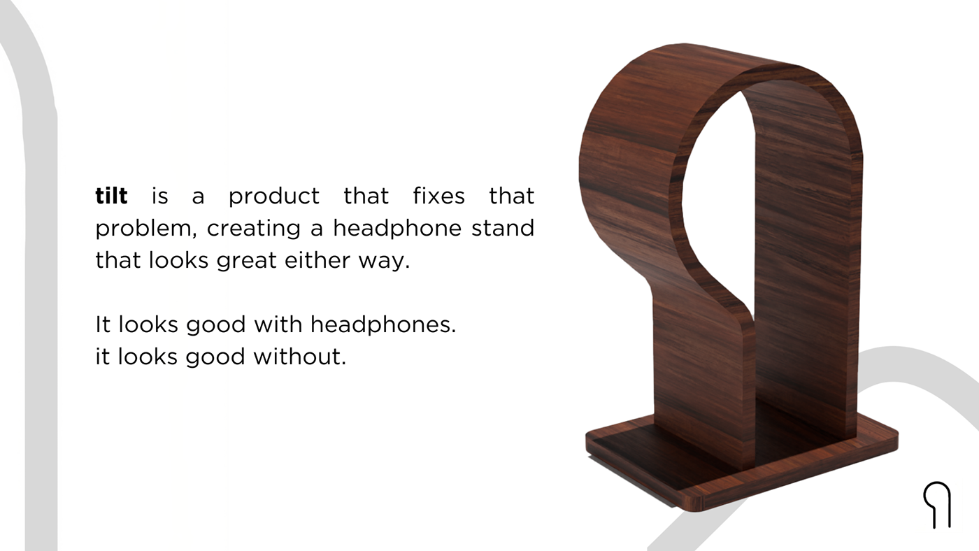 Headphone Stand Product Photography product design  wood visualization 3ds max modern 3D Render