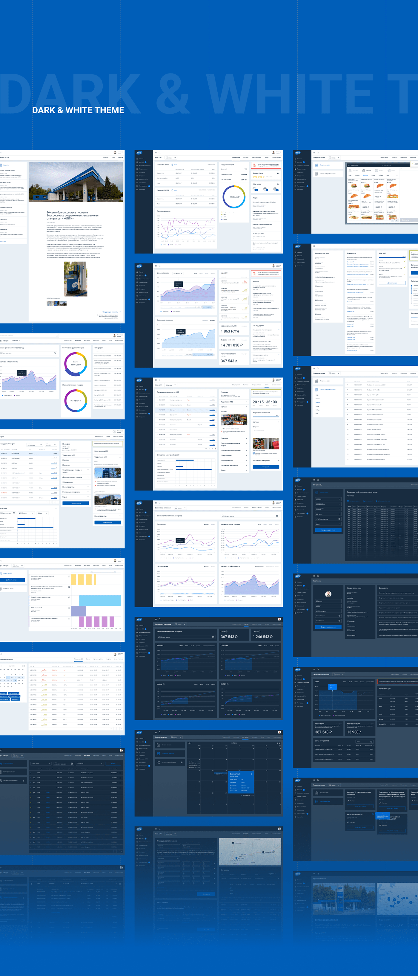 dashboard components gazprom-neft petrol station blue UI design system interaction OIL AND GAS