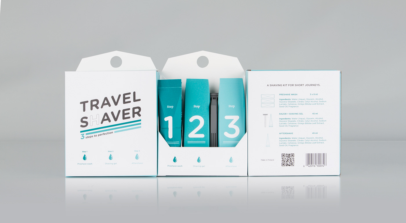 Stora Enso recreate recreate packaging  Travel shaver kit cardboard user friendly structural design Usability