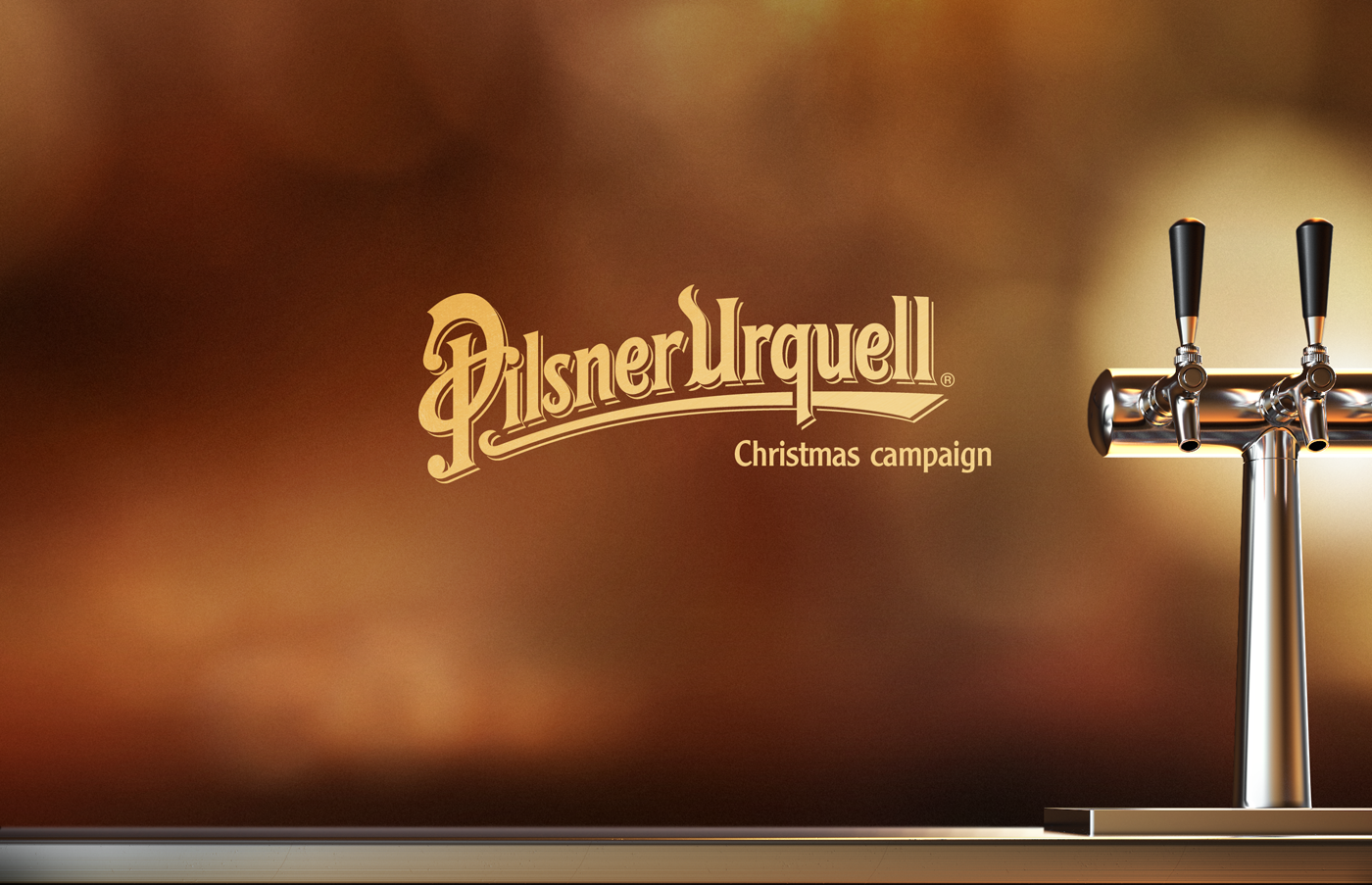 pilsner urquell beer snow barrel candle Christmas CGI product 3D