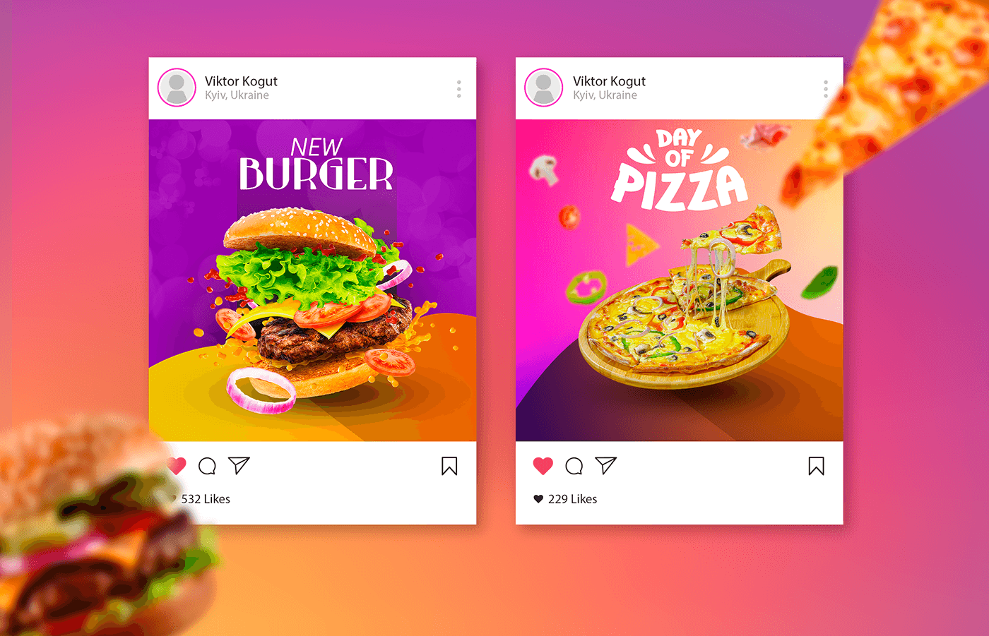 Social media post Pizza burger Food  restaurant visual identity marketing   Socialmedia post ads