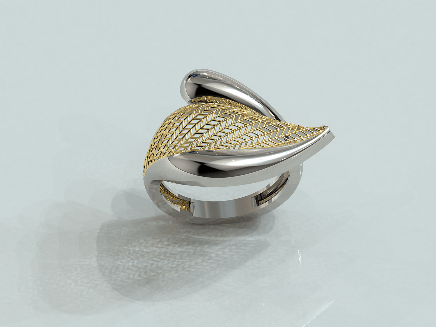 3D gold jewelry Rhino ring