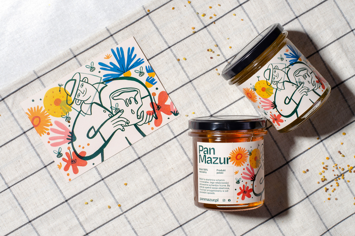 Colourful  Flowers gouache handdrawn honey ILLUSTRATION  ink natural Packaging sweet