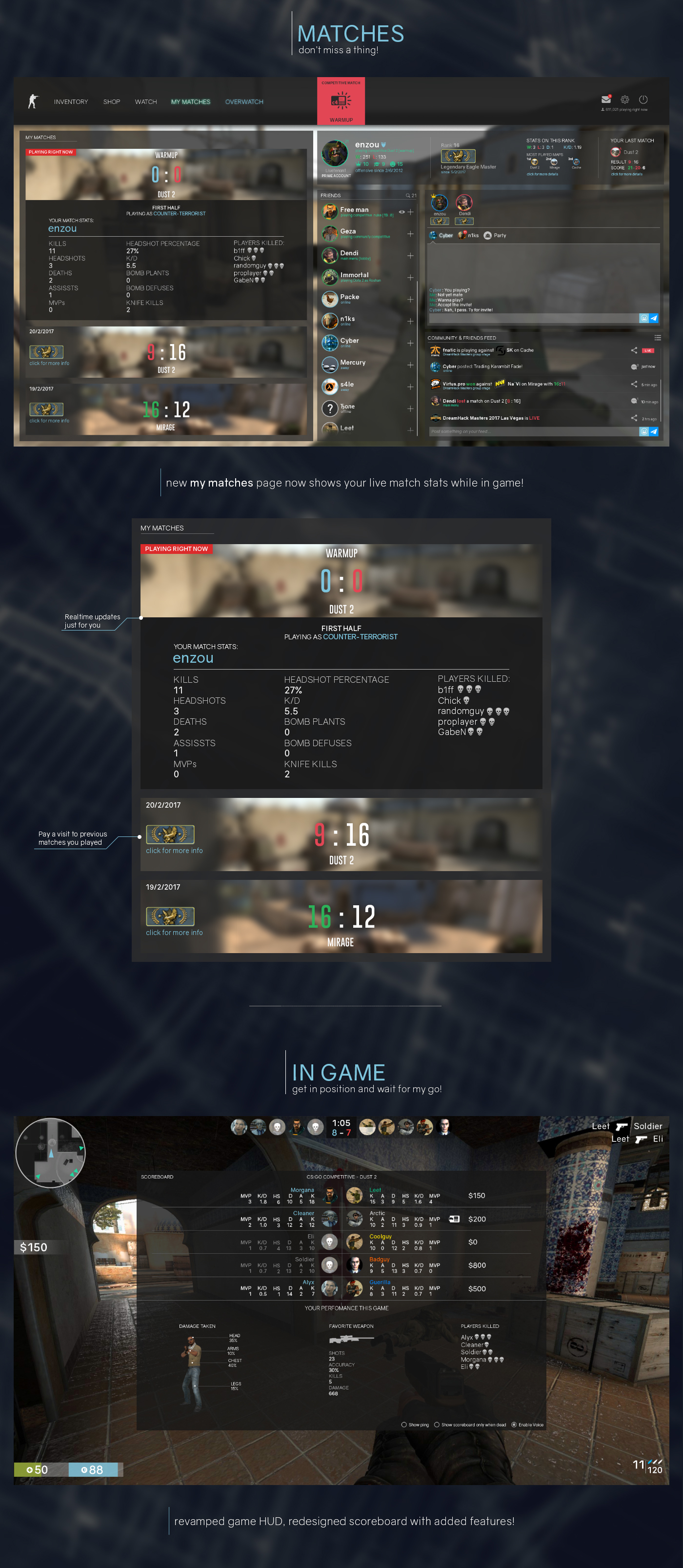 csgo Steam esport counter strike UI ux game design  cs Interface Global Offensive