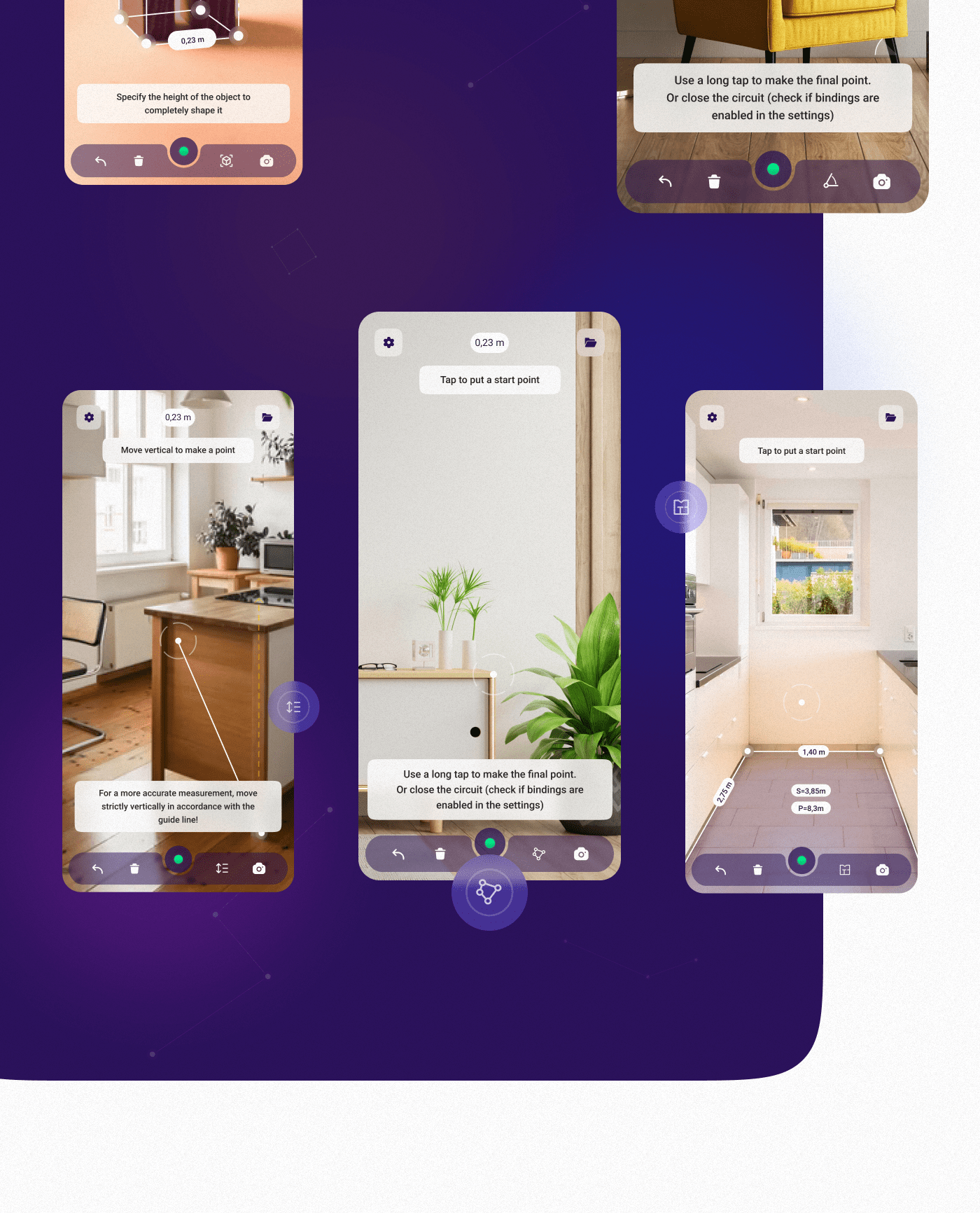 Android App AR/VR augmented reality Interior ios measure mobile motion redesign UI/UX
