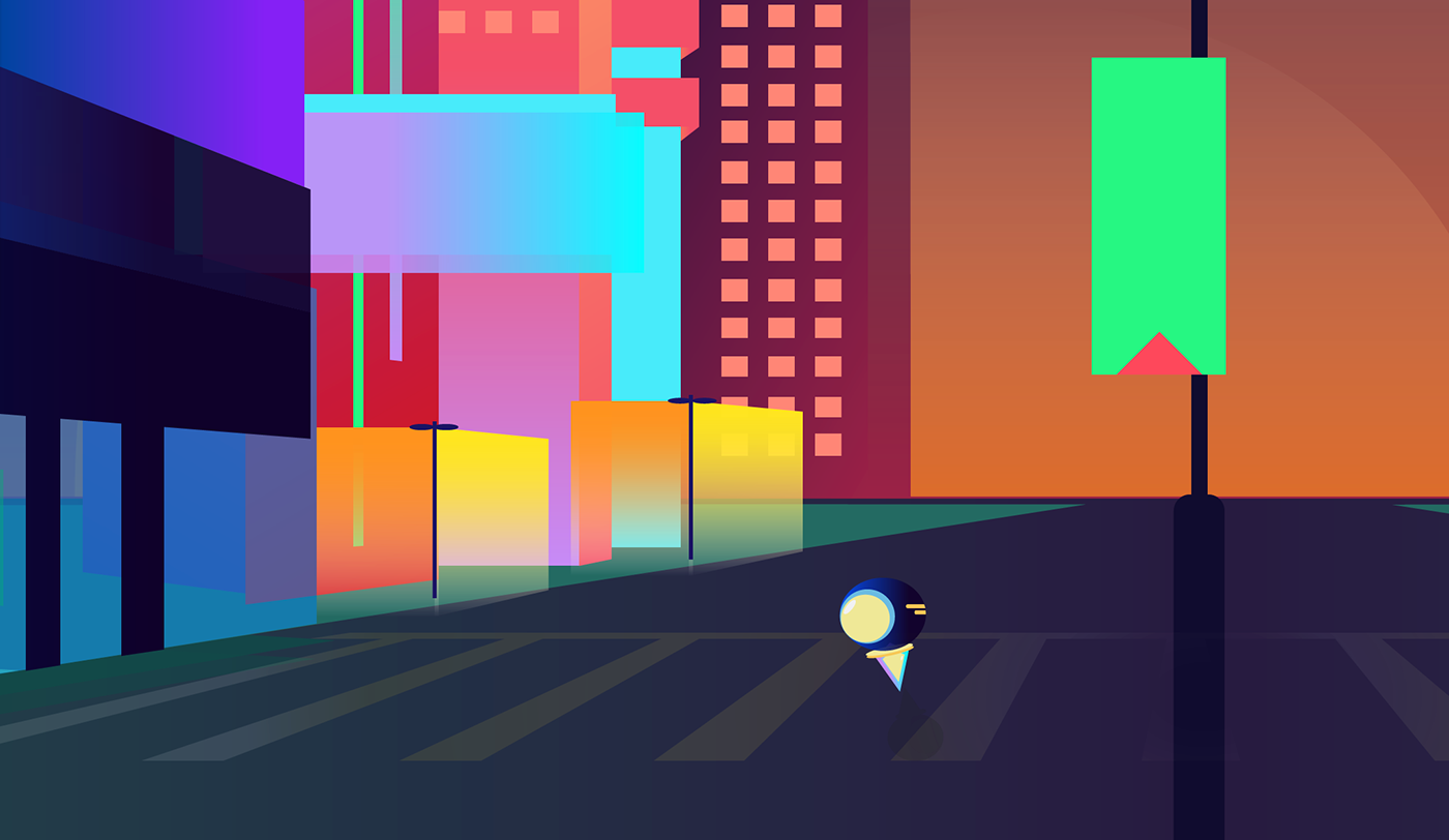 gradients robot city Drawing  ILLUSTRATION  ai Perspective