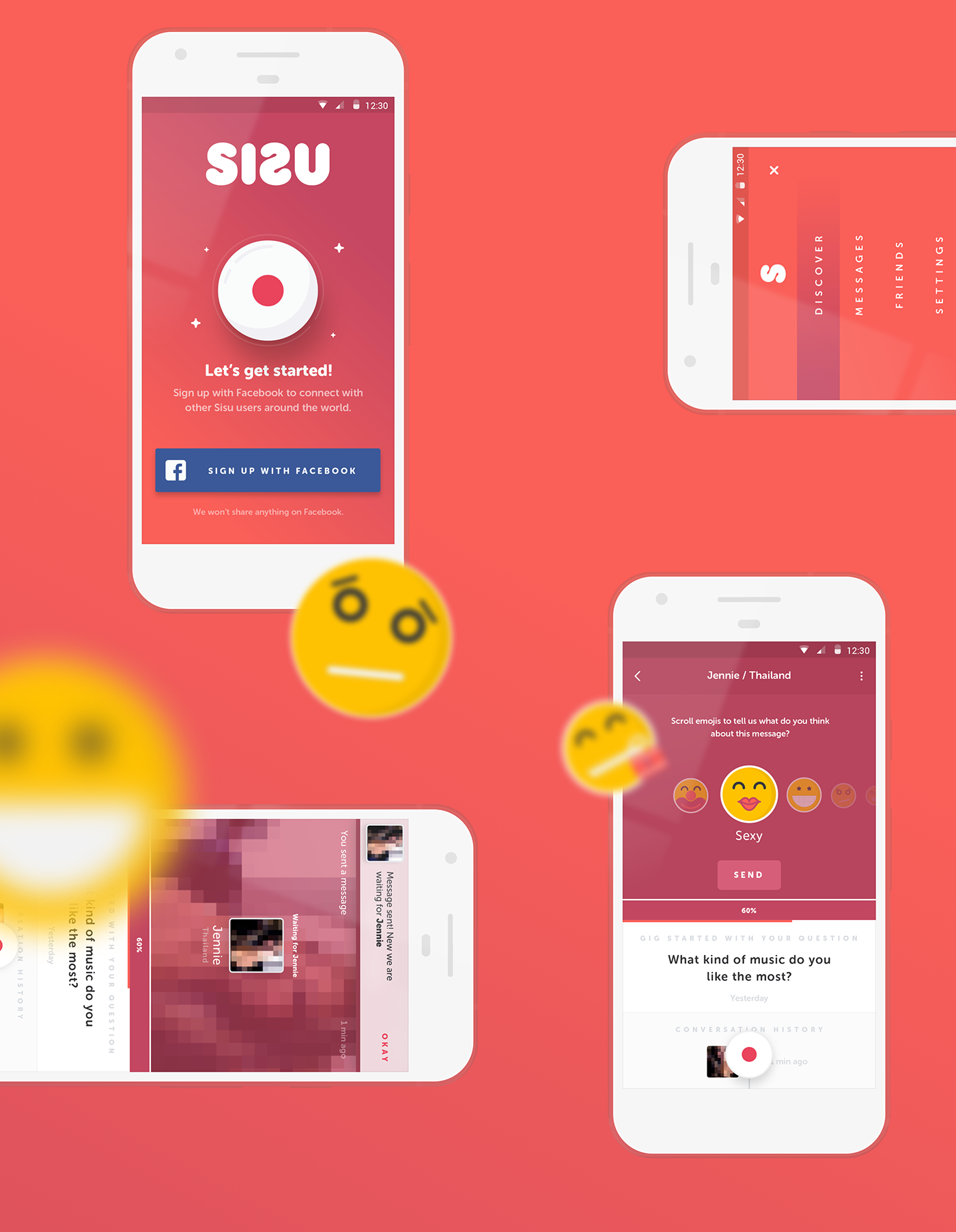 UI ux app new material Dating visual design interaction social Case Study