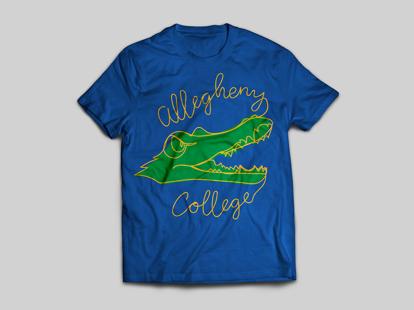 t-shirt gator Allegheny college blue gold green single line ILLUSTRATION  Clothing