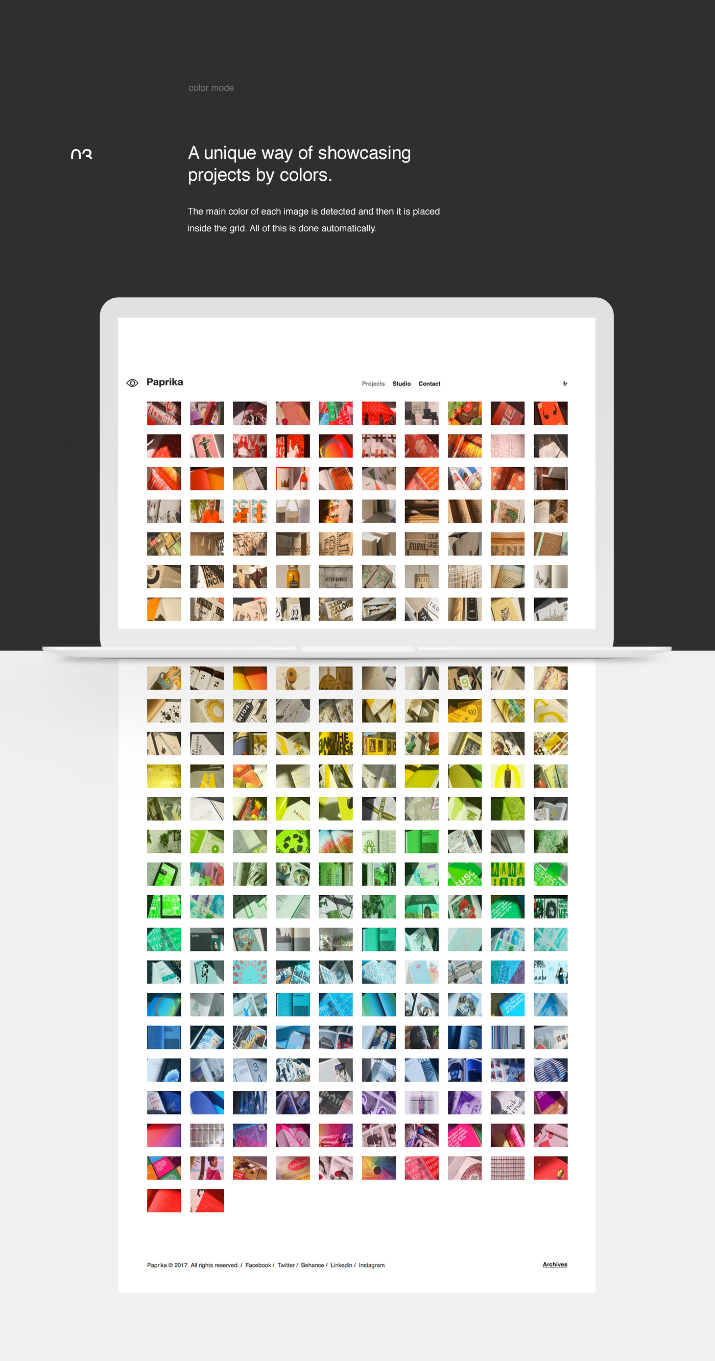 Paprika Montreal design black & white portfolio interactive icons gradient Responsive filter
