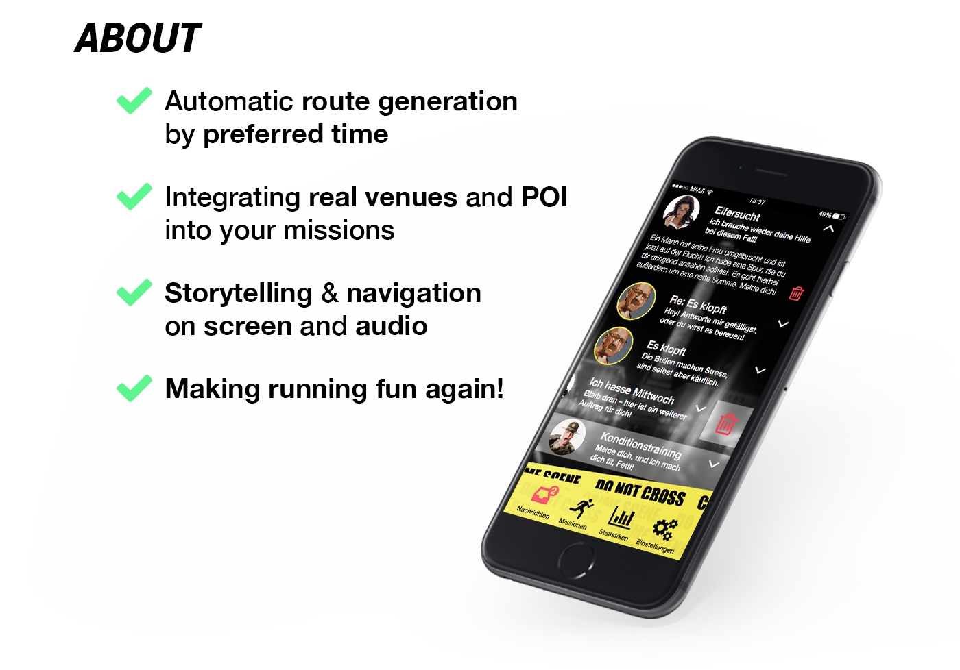 mobile app running workout jogging Entertainment sport fitness storytelling  