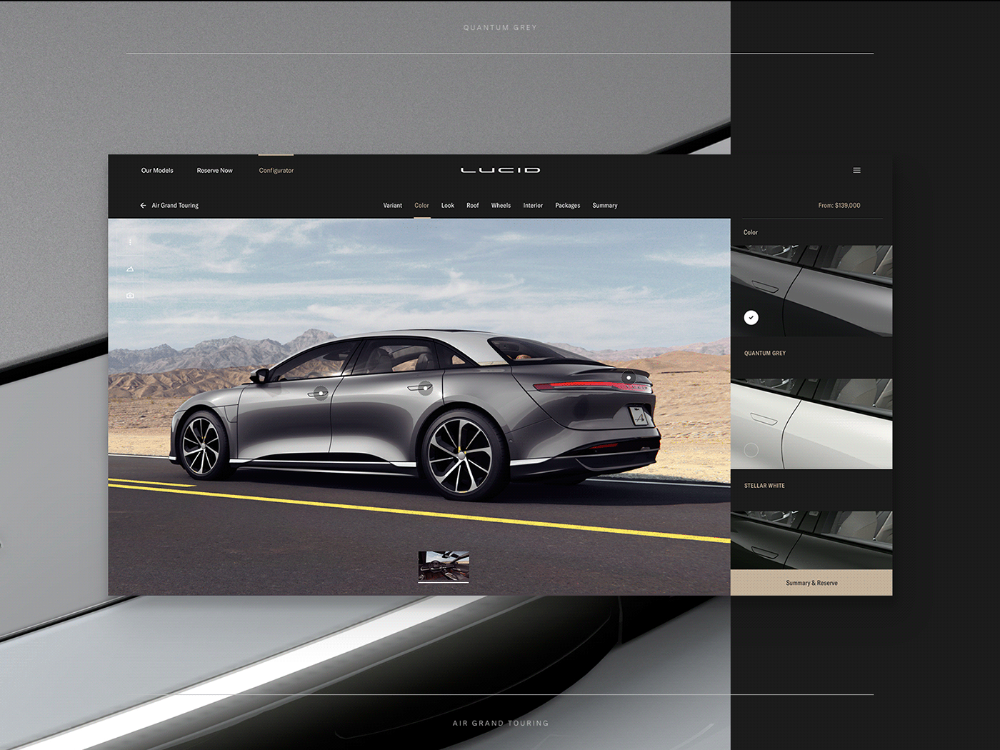 car configurator Electric Car interactive Interface landing page mobile motion Webdesign Website