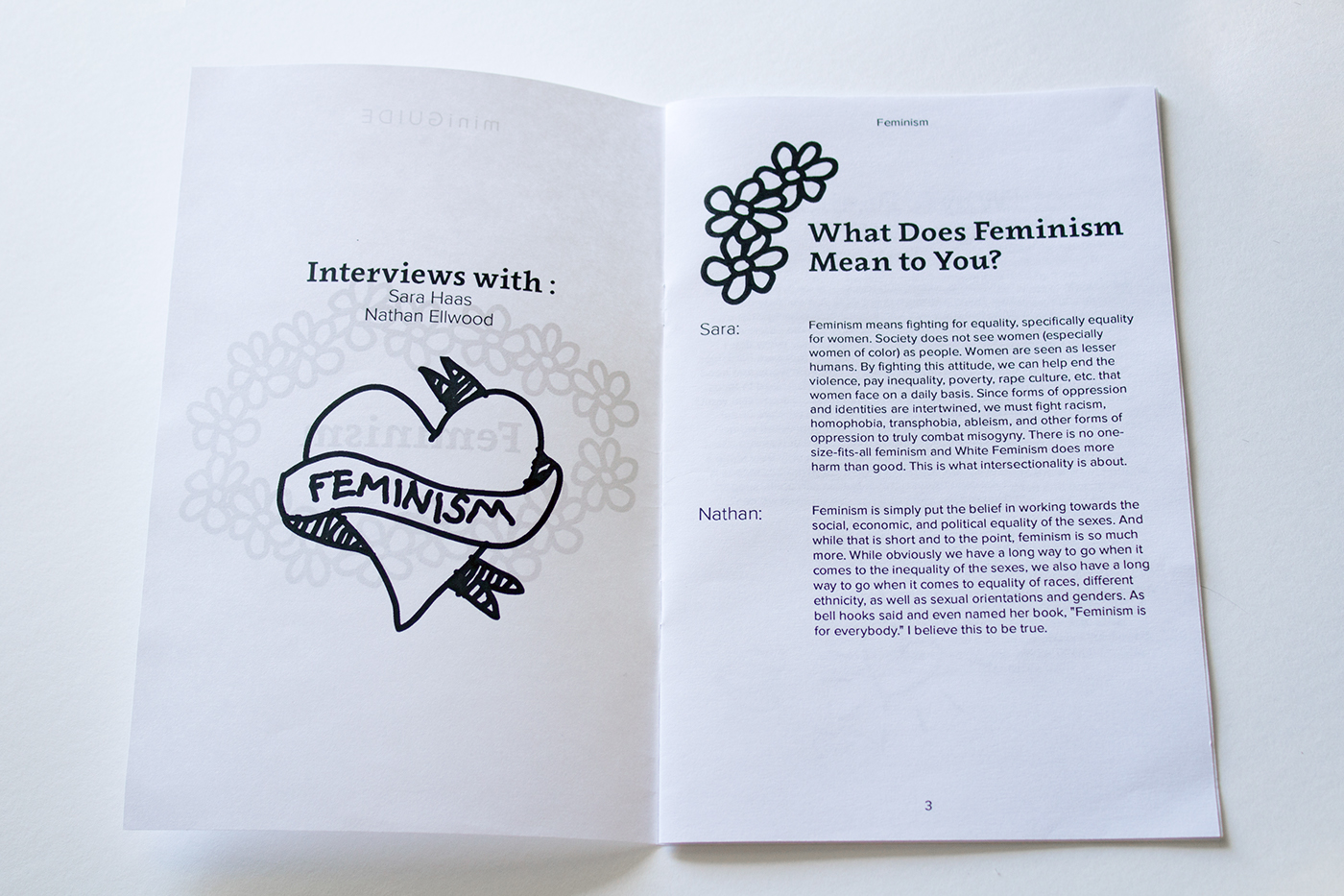 Adobe Portfolio Zine  feminism Booklet interviews